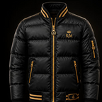 Royal Black & Gold Luxury Puffer Jacket